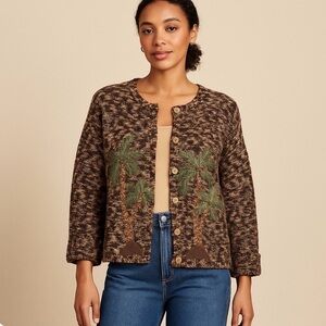 Button Front Embroidered Cardigan Size XL